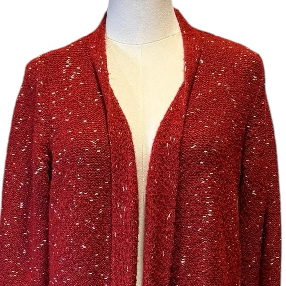 Alfani Rust Orange Metallic Open Front Cardigan Sweater w/ Pockets Womens Large - Picture 5 of 13